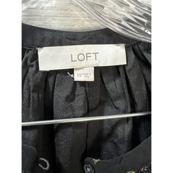 LOFT Metallic Dot Lace Button Up Long Sleeve‎ Top XS - Picture 7 of 9